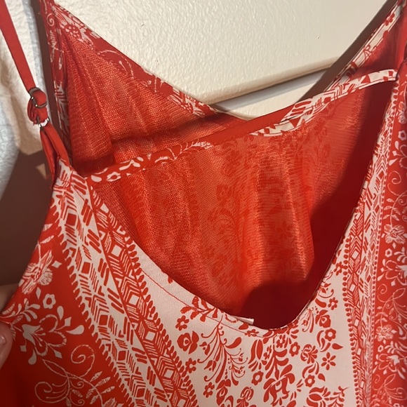 Lush Orange and White Dress with Tassels along Bottom Spaghetti Straps - Picture 6 of 9